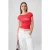 TRENDYOLMİLLA Dames Rood Effen Kort Regular fit T-shirts