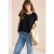 Cecil Dames Shirt met V-hals en kanten detail in Zwart