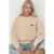 Comfort Dierenpatroon Geborduurde Verhoogde Ronde Hals Sweatshirt