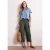 Street One Dames High Waist broek met wijde pijpen in Loose Fit in Groen