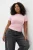 Trendyol Curve Dames Roze Effen Kort Getailleerd Grote maten Blouses
