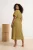 Trendyol Curve Dames Kaki Bloemen Maxi Kort Casual A-lijn Grote maten Jurk