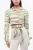 Cropped shirt met dierenmotief en knoopdetail in beige en verde