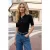 TRENDYOLMİLLA Dames Zwart Effen Kort Getailleerd Blouses