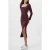 French Connection Rassia Rib Sq Nk Midi Dress Burgandy/porc Cream