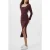 French Connection Rassia Rib Sq Nk Midi Dress Burgandy/porc Cream
