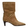 Manfield suède halfhoge laarzen beige