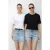 Oversized Geribbelde Crewneck Tweedelige T-shirt Set