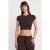 Dames Slim Fit Crop Crew Neck T-Shirt