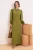 Groene platte maxi-jurk voor dames, lange A-lijn model, geschikt voor hijab.