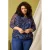 Zhenzi gebloemde top Plus Size – donkerblauw