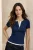 TRENDYOLMİLLA Dames Donkerblauw Effen Kort Getailleerd Blouses
