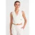 Dames Gestreepte Cropped Vest Met Ceintuur