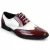 Herenschoenen met vetersluiting in rood en wit, in nette broguestijl