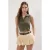 TRENDYOLMİLLA Dames Kaki Effen Mouwloos Getailleerd Blouses
