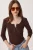 Slim Fit U-hals Lange Mouwen Blouse
