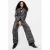 Desigual wide leg geruite broek met tekst – grijs