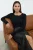 TRENDYOLMİLLA Dames Zwart Effen Lang Getailleerd Blouses