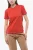 Monochroom katoenen T-shirt met ronde hals in rood