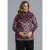 Mat Fashion Plus Size top met col en print – rood/blauw/zwart