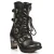 New Rock dames zwart lederen metalen gotische laarzen – TR003-S1