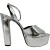 Saint Laurent Jodie platform sandalen in metallic zilverkleurig lakleer