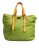 Groene Nylon Gevoerde Logo Plaque Tote Schoudertas