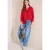 Cecil Dames 3/4 mouw blouse van linnenmix in Rood