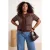 Trendyol Curve Dames Bruin Gestreept Kort Regular fit Grote maten Blouses