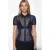 Dames Effen Netweef Korte Mouwen Shirt