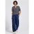 Street One Dames Gedessineerde blouse met gespleten hals in Blauw