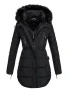Marikoo lange dames winterjas Moonshine met imitatiebontkraag & teddyvoering