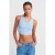 Dames Geribbelde Korte Blouse Met Knopen