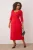 Trendyol Curve Dames Rood Effen Midi Driekwart mouw Casual A-lijn Grote maten Jurk