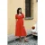 TRENDYOLMİLLA Dames Rood Effen Midi Kort Casual Skater Jurken