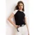 TRENDYOLMİLLA Dames Zwart Colorblock Kort Regular fit T-shirts