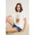 TRENDYOLMİLLA Dames Ecru Grafisch Kort Regular fit T-shirts
