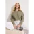 TRENDYOLMİLLA Dames Kaki Effen Lang Relaxed fit T-shirts