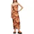 Hugo Dames/Dames Spaghetti Maxi Jurk van Mesh (Oranje/zwart)