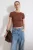 TRENDYOLMİLLA Dames Bruin Effen Kort Getailleerd Blouses