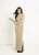 Bodycon-maxi-jurk van bouclé-jersey met havermoutkleur