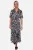 Zwarte zebraprint midi-jurk met plooien en ceintuur