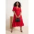 Trendyol Curve Dames Rood Effen Midi Kort Casual A-lijn Grote maten Jurk