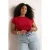 Trendyol Curve Dames Rood Effen Kort Getailleerd Grote maten Blouses