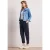Street One Dames Mid Waist Slim Legs broek in Loose Fit in Blauw