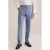 WE Fashion regular pantalon met linnen blauw