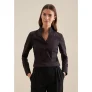 NU 20% KORTING: seidensticker Klassieke blouse Zwarte roos Lange mouwen kraag uni