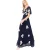 Maya Deluxe Dames/Dames geborduurde Maxi jurk met pofmouwen (Marine)
