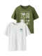 NAME IT Shirt ‘NKMJOEL’  lichtblauw / olijfgroen / wit