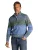 Half zip New Zealand trui gebreid blauw en groen gemeleerd